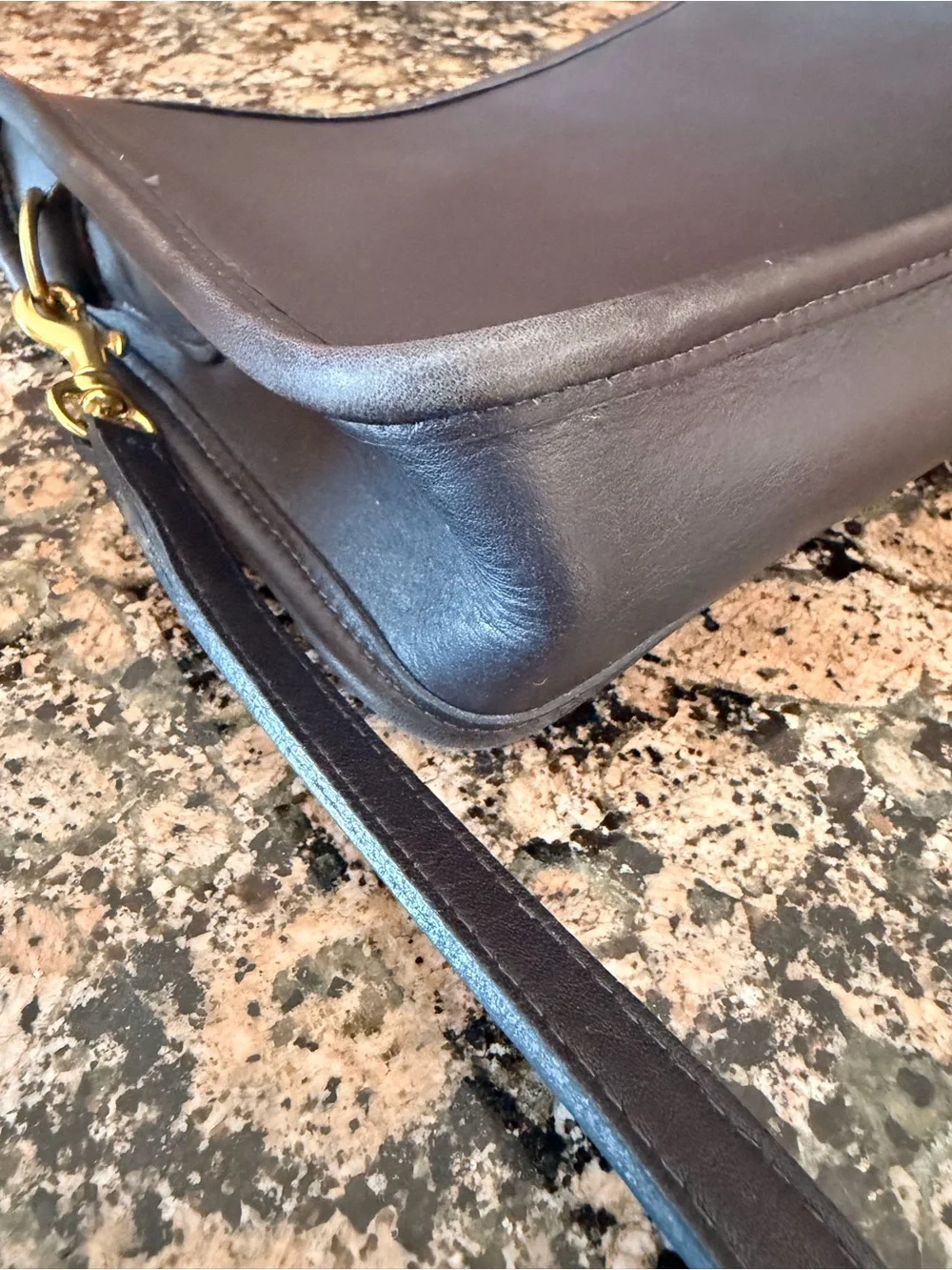 Vintage Coach Dark Navy zippered Clutch with Shoulder Strap 9455